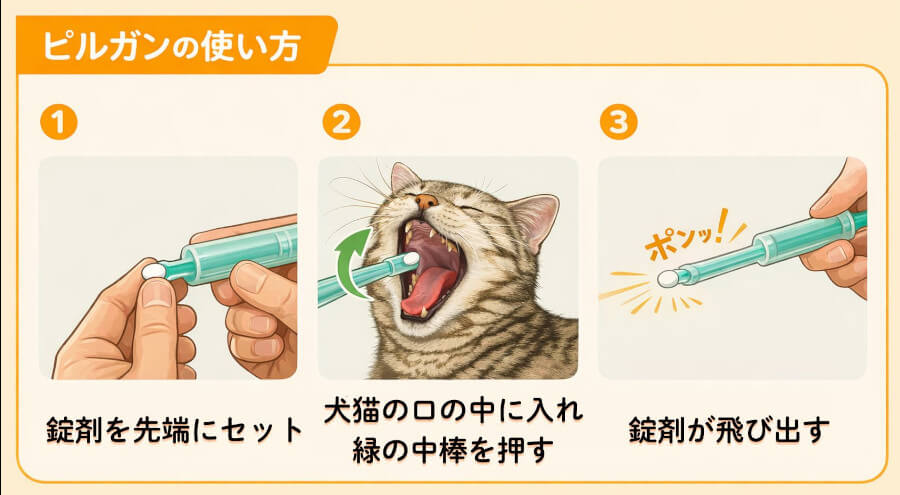 犬猫用投薬ピルガンの使い方