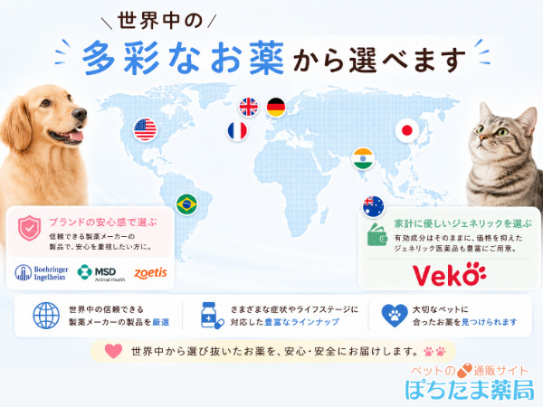 世界中の製薬メーカーが提供する、多彩なお薬から選べます