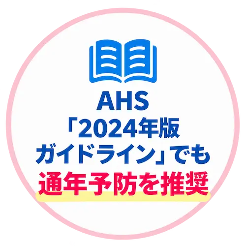 AHS 2024年版ガイドラインでも通年予防を推奨