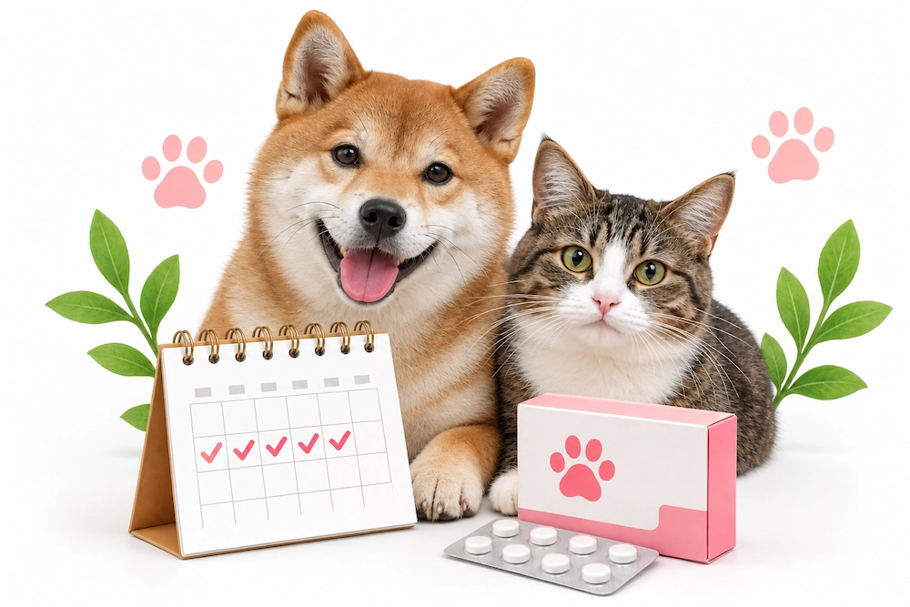 犬と猫、毎月の予防を続けるカレンダーと予防薬