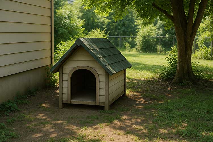 外飼い犬の暑さ対策 犬小屋の位置と日陰