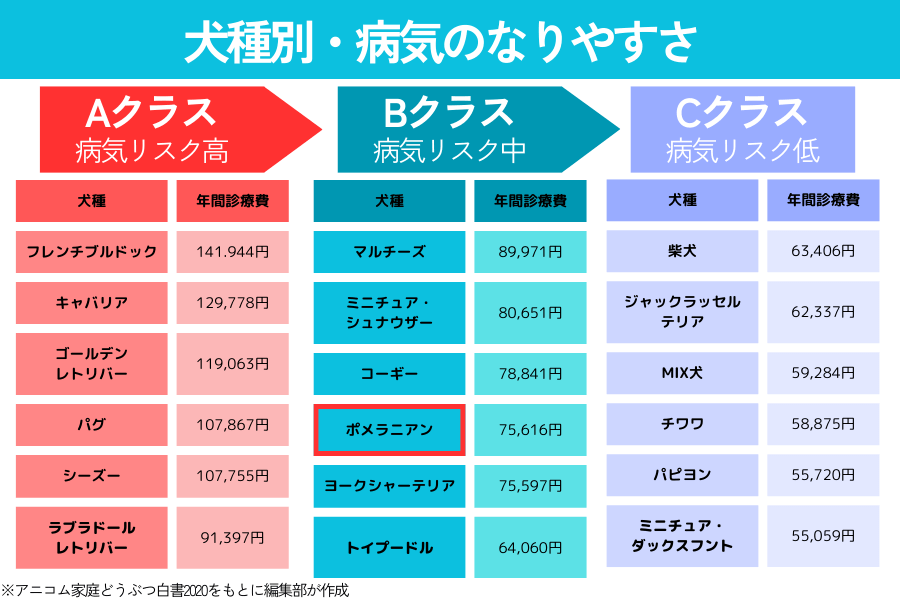 犬種別の病気のなりやすさリスト