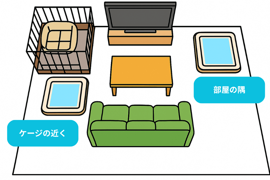トイレの場所を決めて固定する