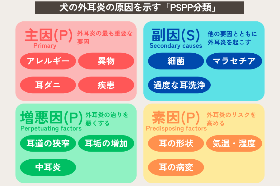 犬の外耳炎の原因を示すPSPP分類