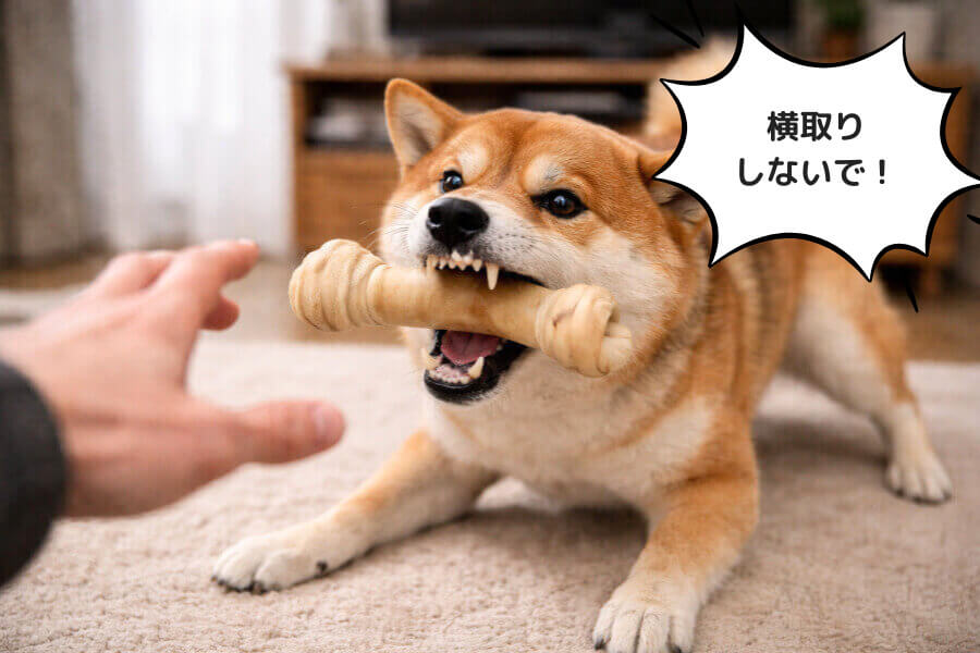 自分の食べ物・持ち物を守ろうとしている