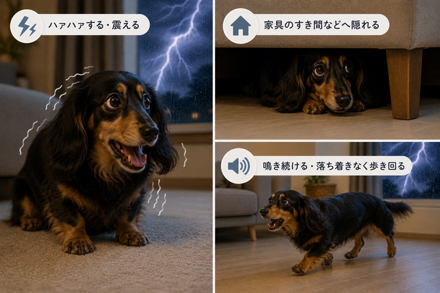 犬の雷恐怖症で見られる症状