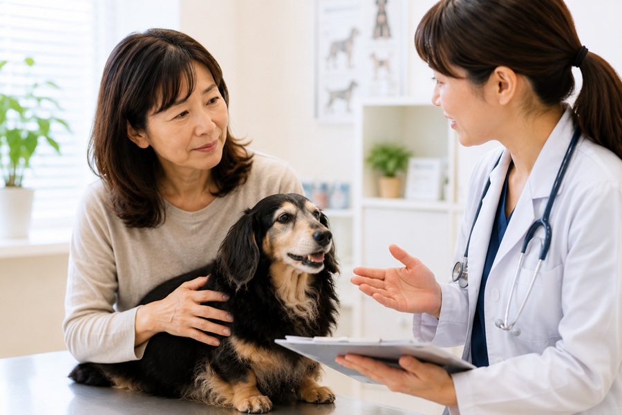 老犬の夜泣きがつらいときは病院相談も大切