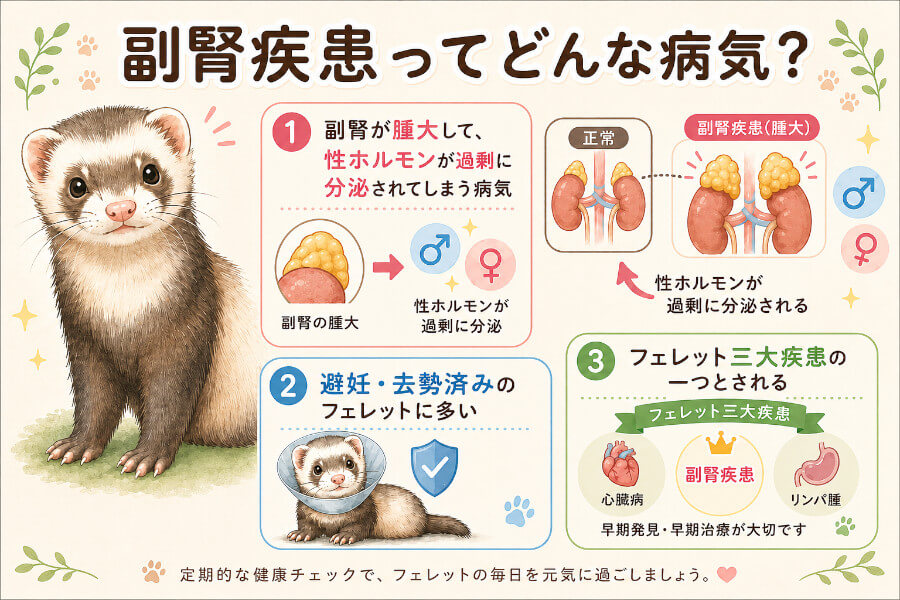 フェレットの副腎疾患ってどんな病気?