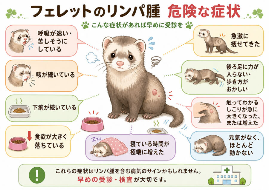 フェレットのリンパ腫の危険な症状とは