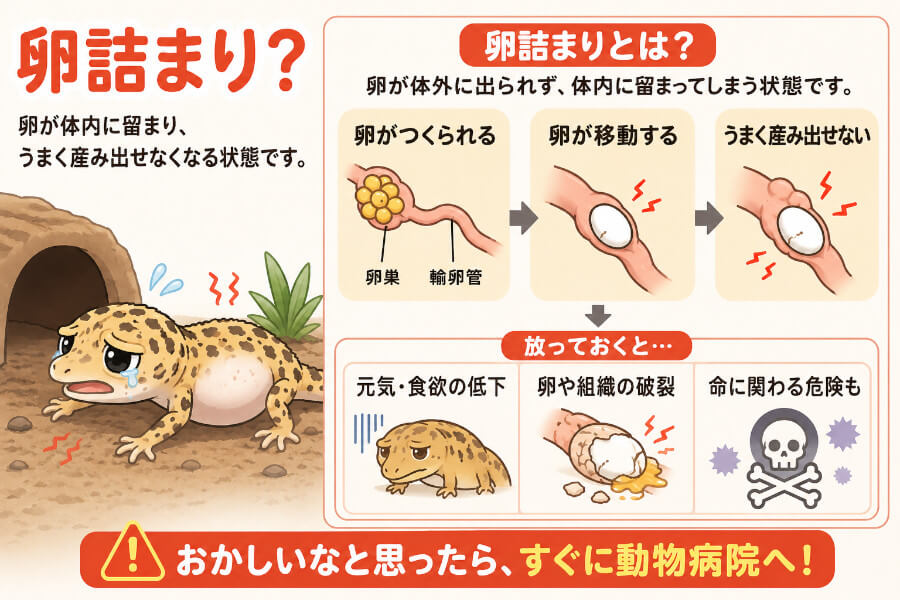 爬虫類の卵詰まりってどんな状態？