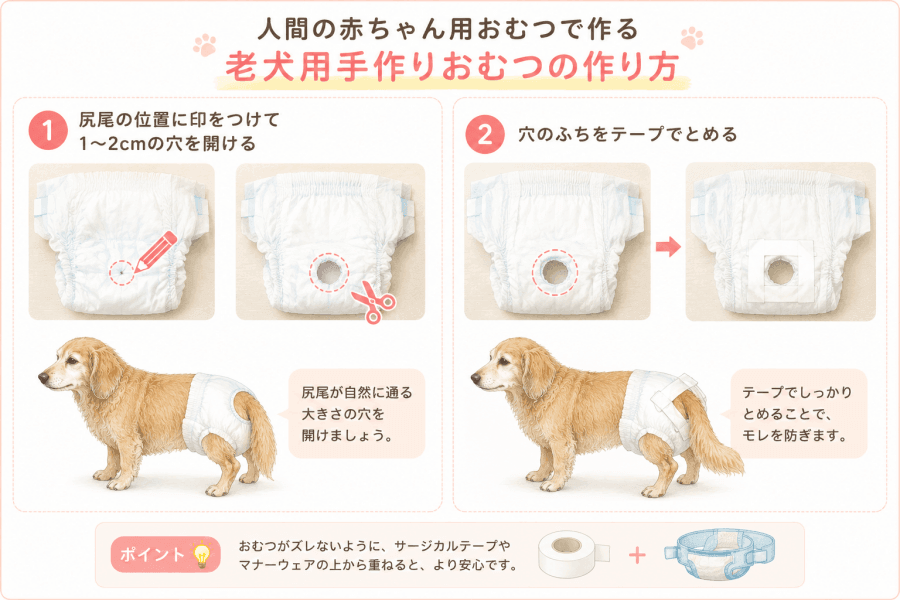 犬用の手作りおむつの作り方