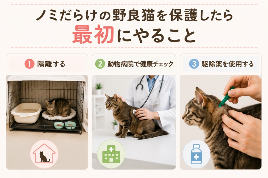 ノミだらけの野良猫を保護したら最初にやること