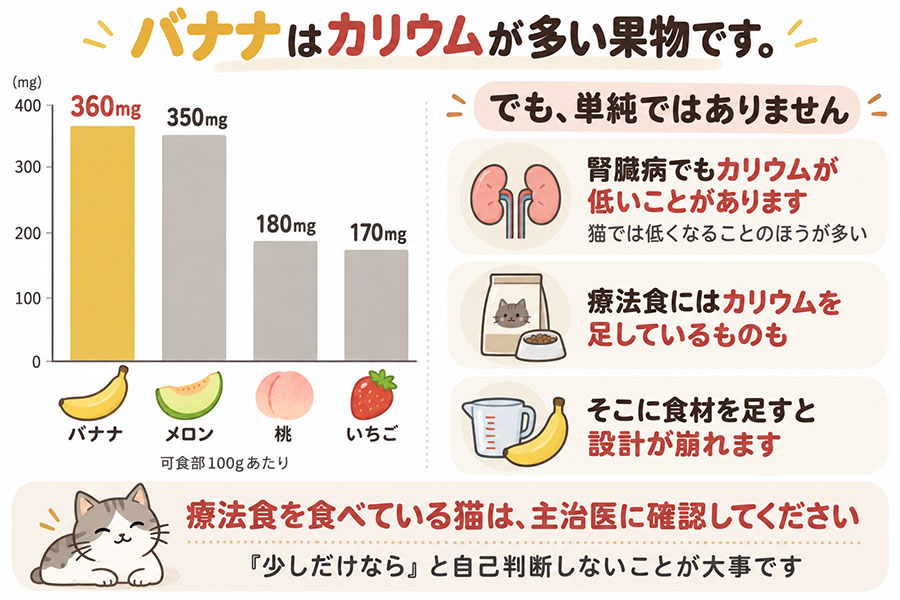 猫は甘味を感じない。甘味の受容体は2つの部品でできているが、猫はTas1r2が働かない。バナナに寄ってくるのは匂い、食感、飼い主が食べているからと考えられる