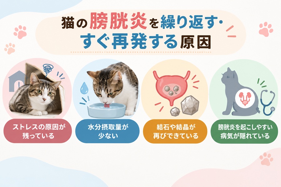 猫の膀胱炎を繰り返す・すぐ再発する原因