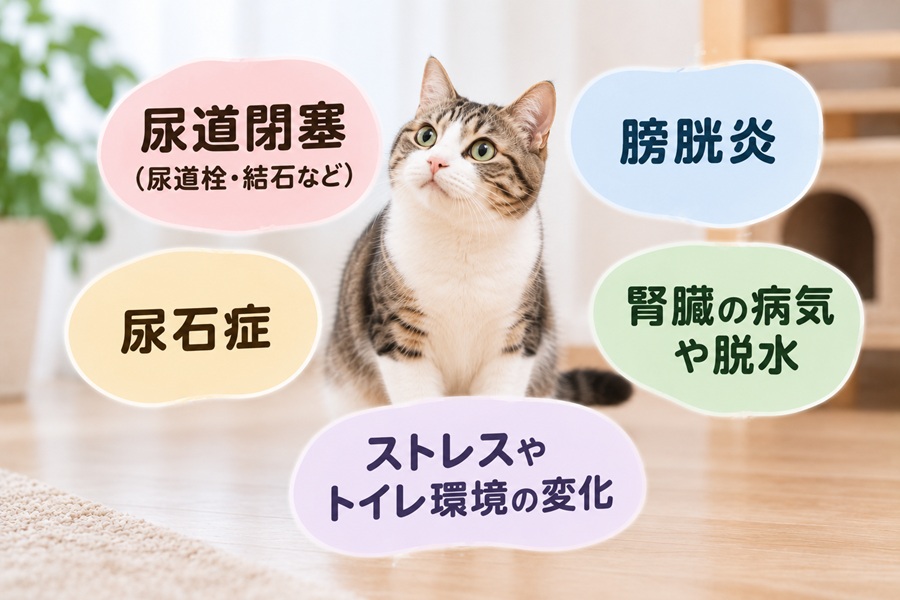 猫のおしっこが出ない・少ない原因