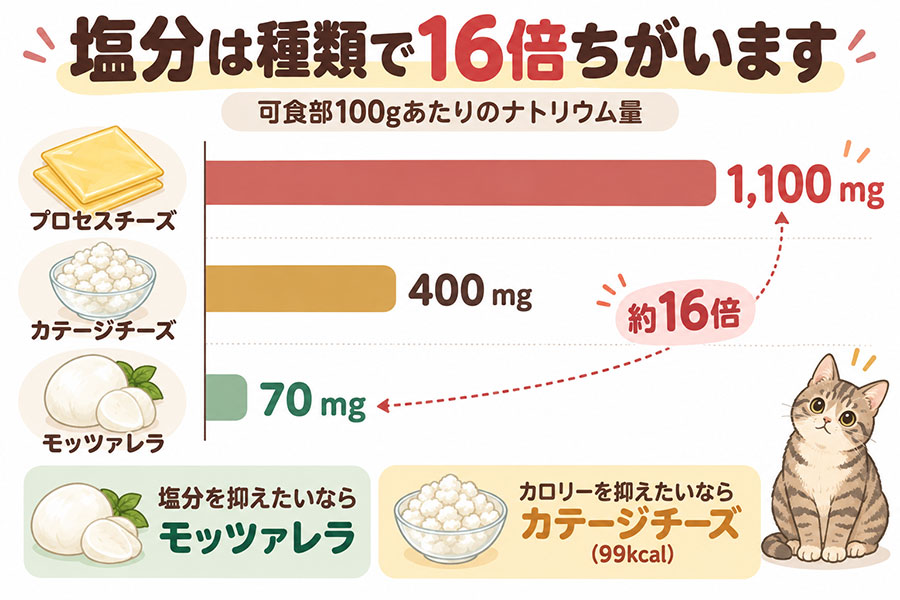 猫の体重別のチーズの目安量。スライスチーズ1枚18gは3kgの猫には3日分、5kgの猫には2日分にあたる
