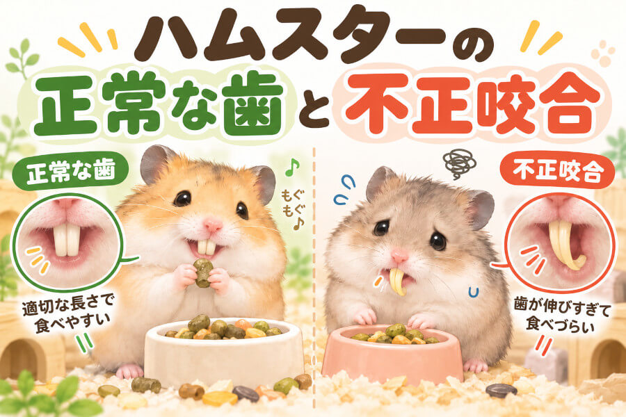 ハムスターの歯の正常な長さと色は？不正咬合のサインと受診目安