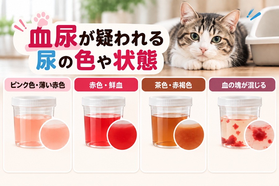 猫の血尿はどんな色？