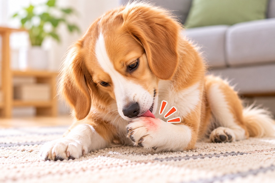 犬が自分の足を噛む場合は原因が異なる