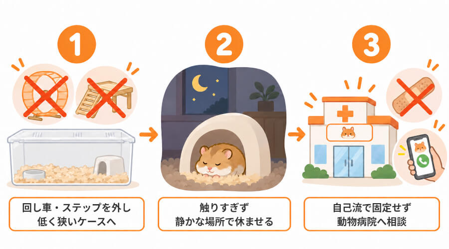 ハムスターの骨折が疑われたときに最初にする3つのこと