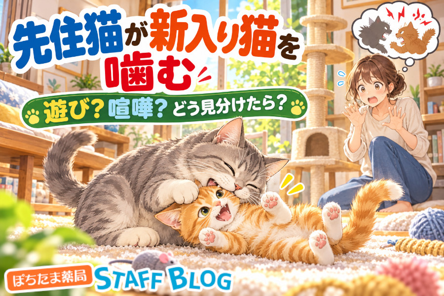 先住猫が新入り猫を噛むのは遊び？喧嘩？見分け方と止め方を解説