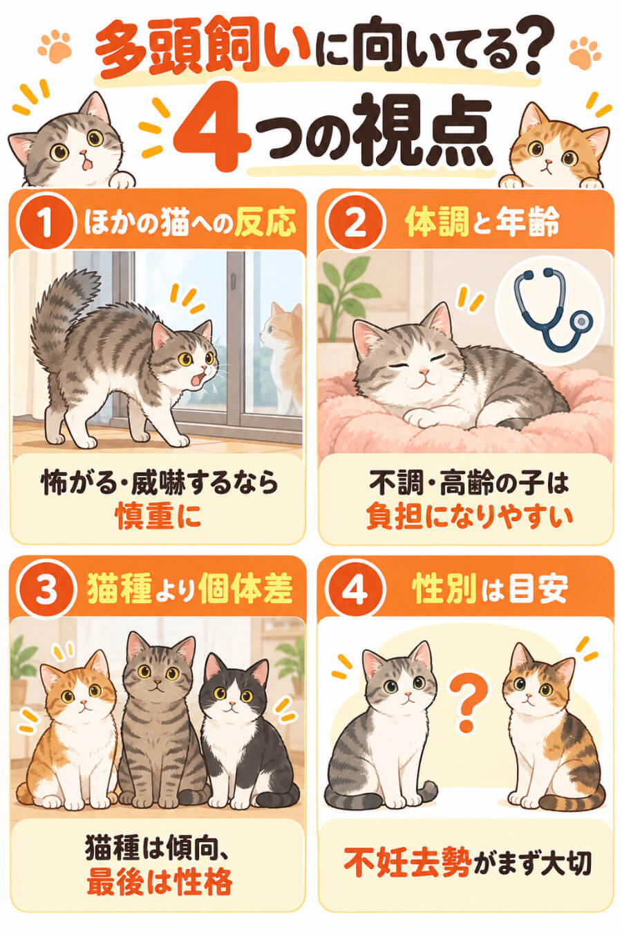 多頭飼いで動物病院への相談を考えたい猫の様子（ケンカでケガ・ごはんを食べない・トイレ以外で排せつ）
