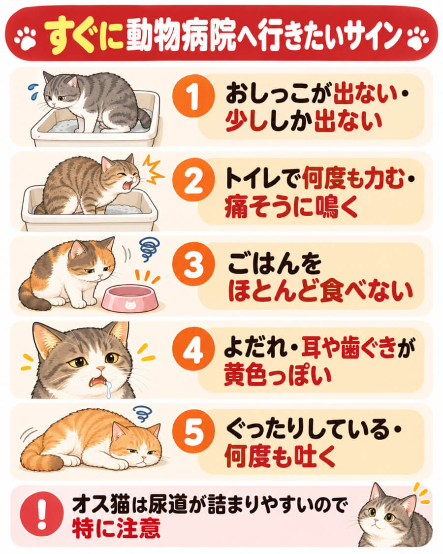 先住猫をすぐ動物病院に連れて行きたいサイン